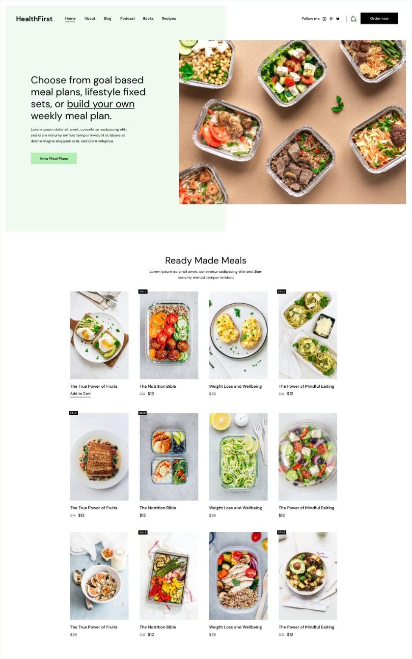 HealthFirst - Nutrition and Recipes Theme