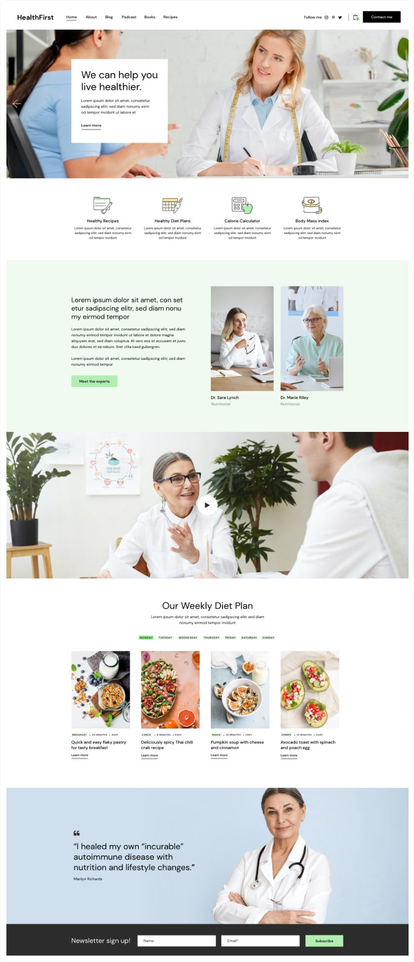 HealthFirst - Nutrition and Recipes Theme