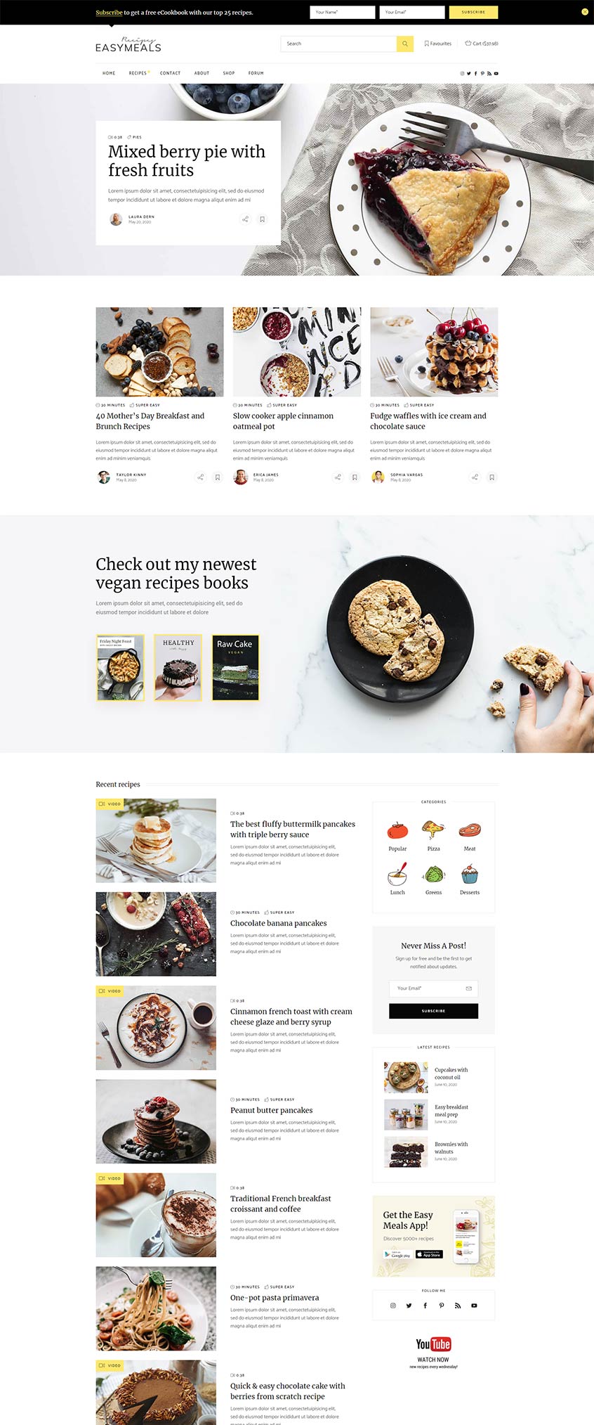 EasyMeals - Food Blog WordPress Theme