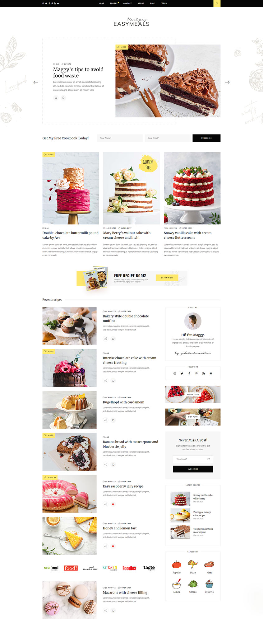 EasyMeals - Food Blog WordPress Theme