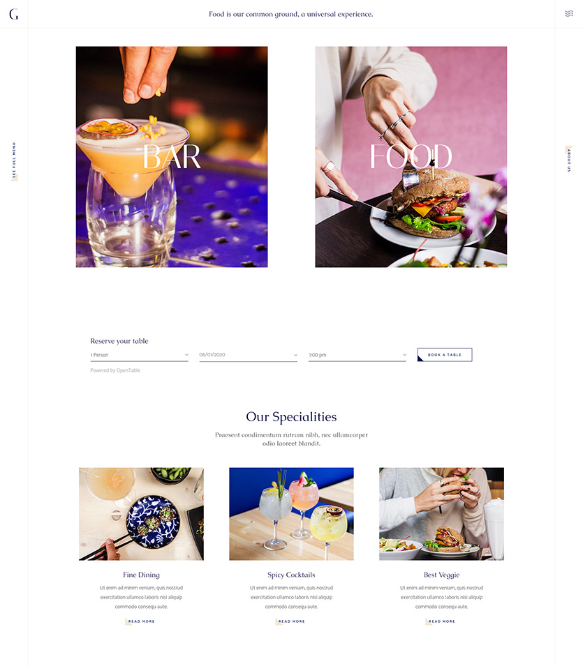 Gaspard - Restaurant and Coffee Shop Theme