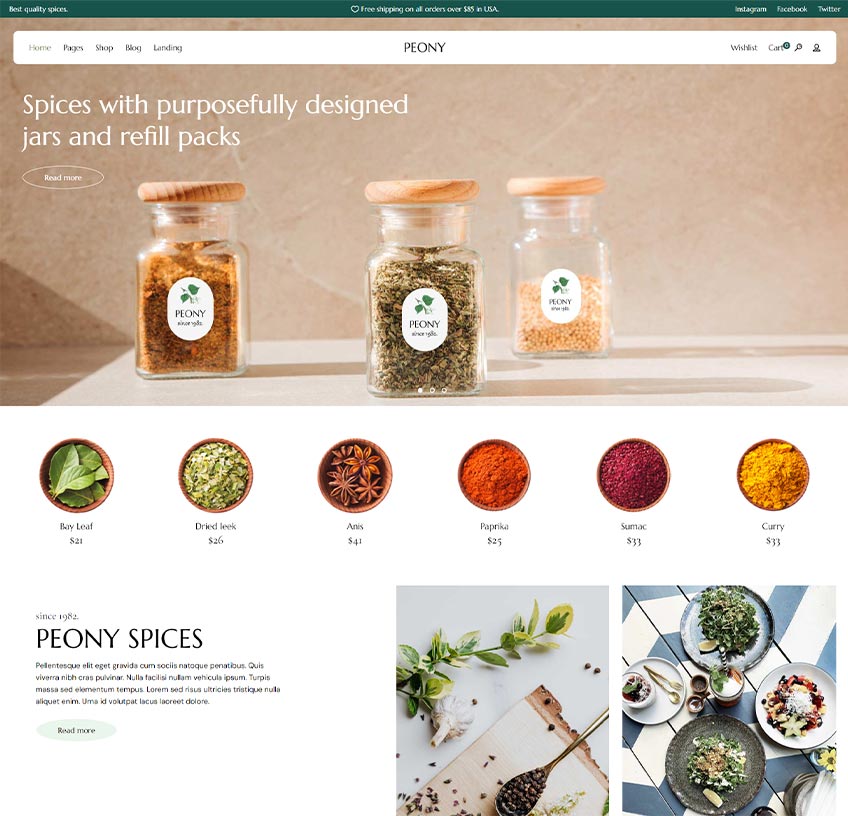 Peony - Organic Tea and Herbal Shop WordPress Theme