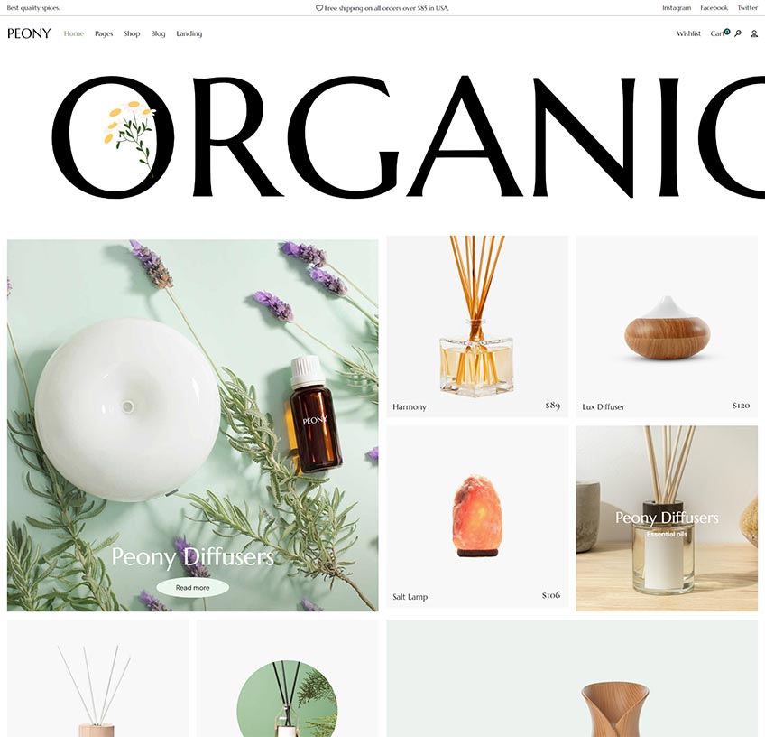 Peony - Organic Tea and Herbal Shop WordPress Theme