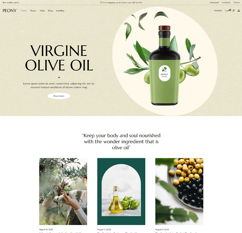 Peony - Organic Tea and Herbal Shop WordPress Theme