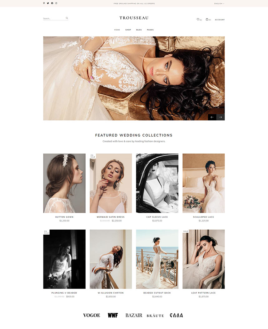 Trousseau - Bridal Shop WordPress Theme