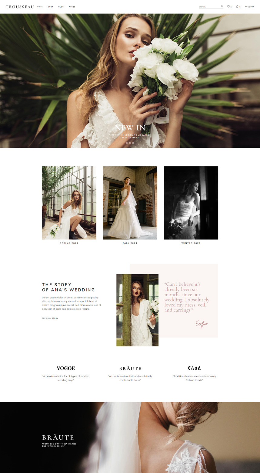 Trousseau - Bridal Shop WordPress Theme