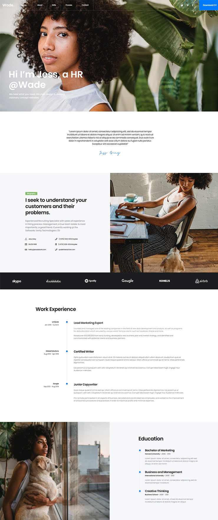 Wade - Business One Page Theme